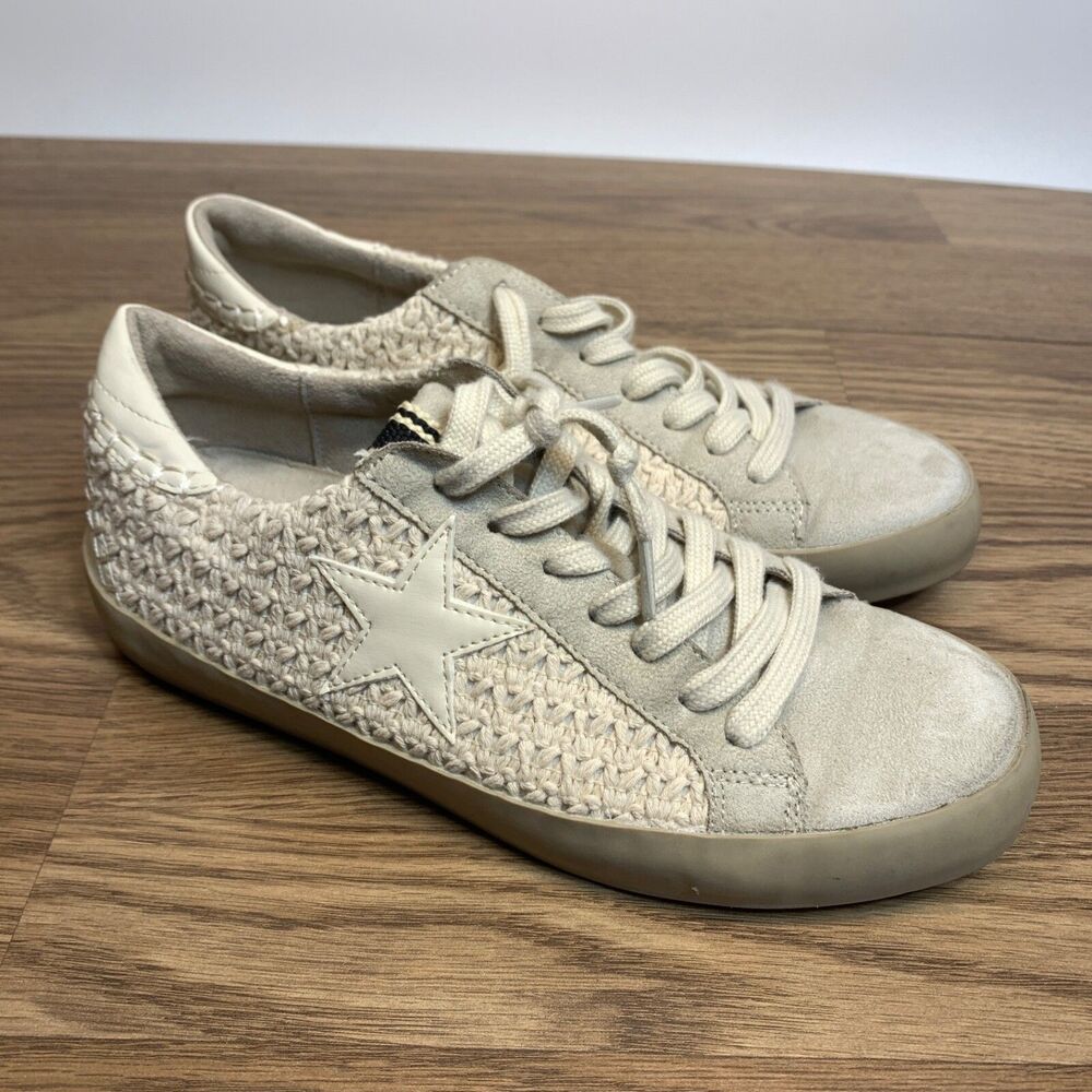 Shu Shop Leather Paula Bone Woven Star Shoes Sneakers Women's 7 White